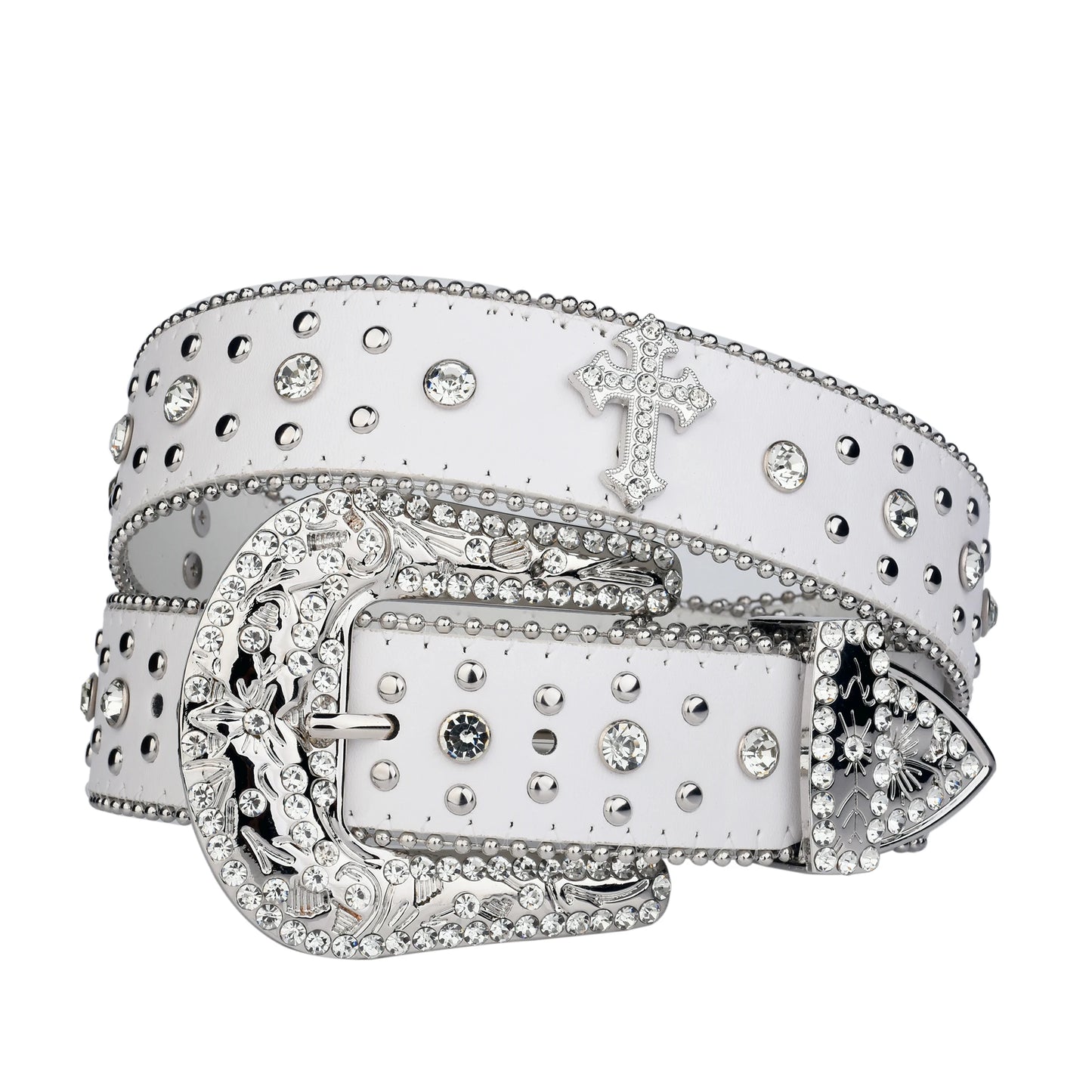 Punk Rhinestone White Belt female male fashion western jeans female jeans jewelry fashion design Y2K Jeans Belt