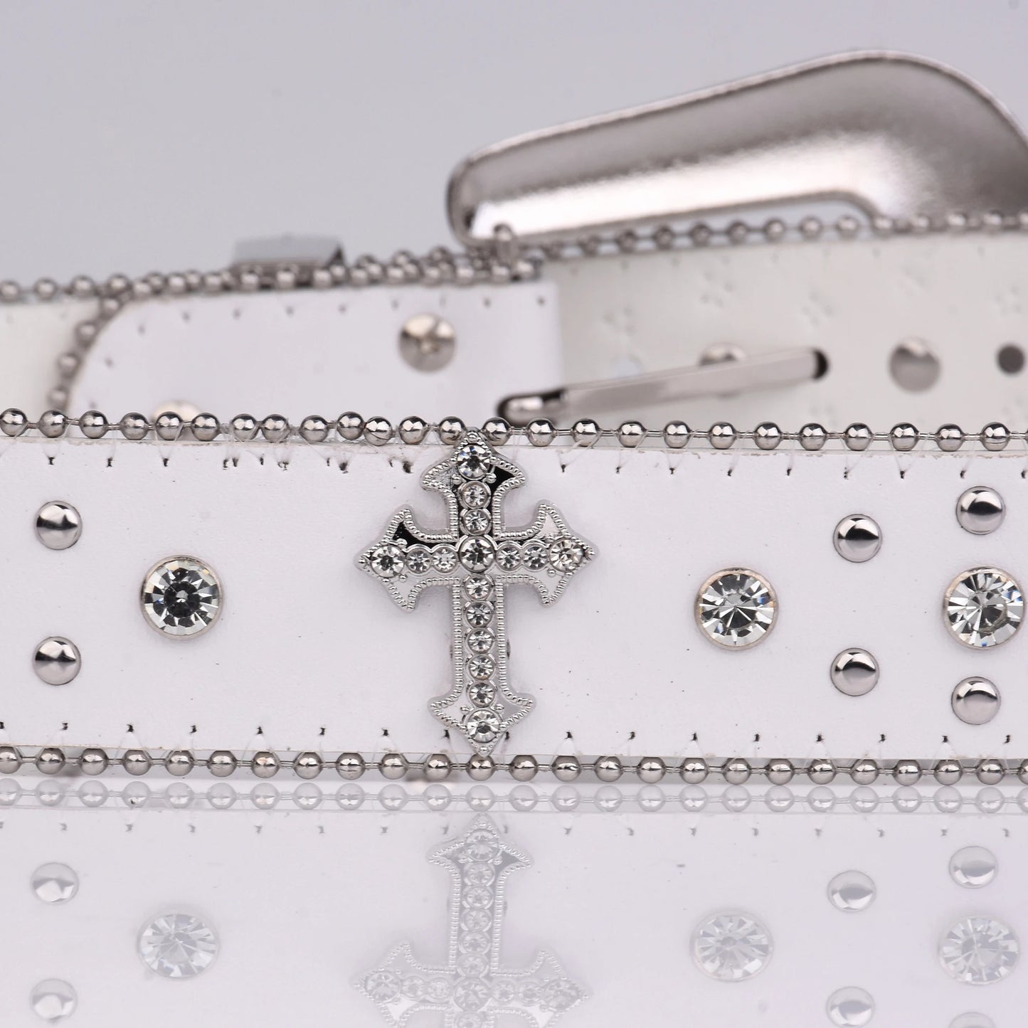 Punk Rhinestone White Belt female male fashion western jeans female jeans jewelry fashion design Y2K Jeans Belt