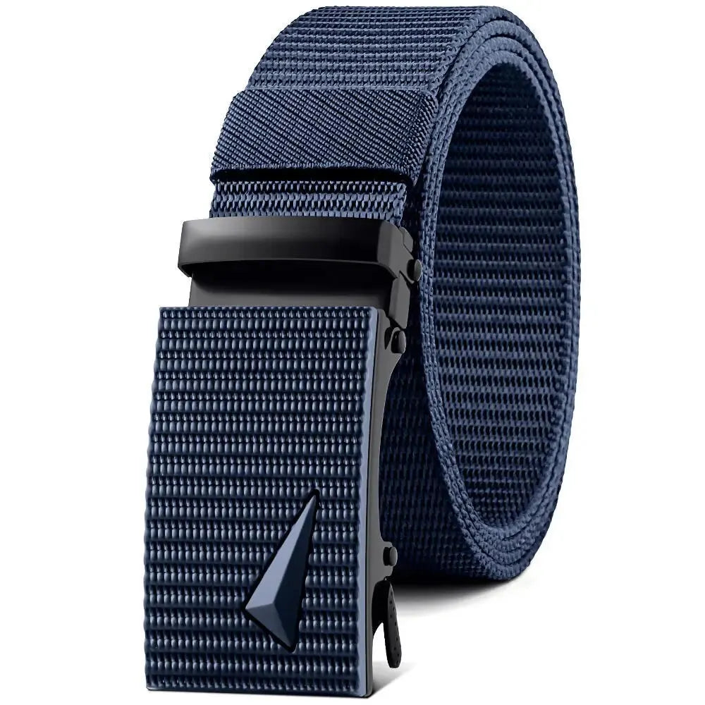 Men's Belt Automatic Metal Buckle Imitation Nylon Webbing Outdoor Work Belt