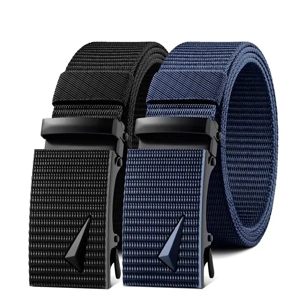 Men's Belt Automatic Metal Buckle Imitation Nylon Webbing Outdoor Work Belt