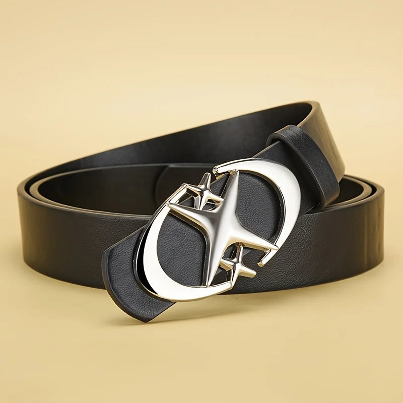 1pcs Men's Belt Punk Star Buckle Belt Design Cross Metal Vintage Gothic Men Women Y2K Belt Neutral Belts-Pair with Pants Jeans