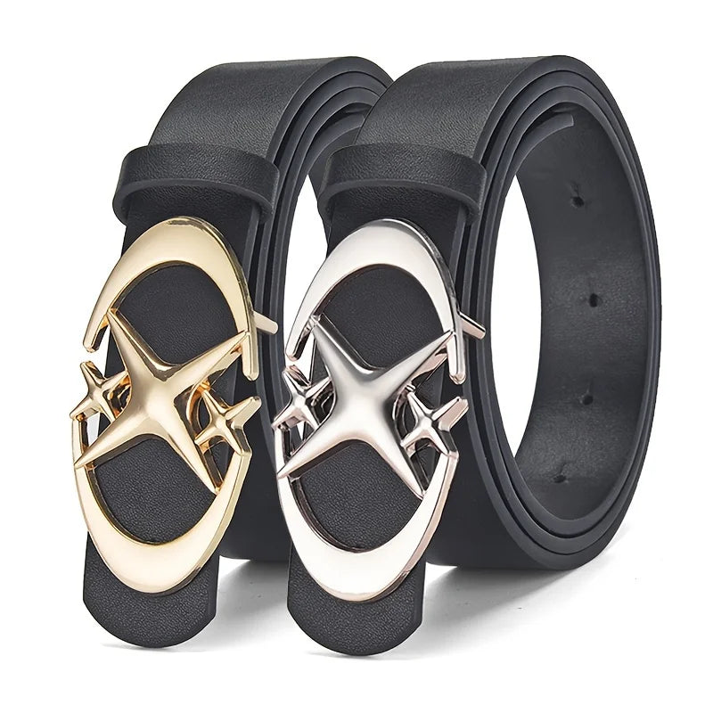 1pcs Men's Belt Punk Star Buckle Belt Design Cross Metal Vintage Gothic Men Women Y2K Belt Neutral Belts-Pair with Pants Jeans