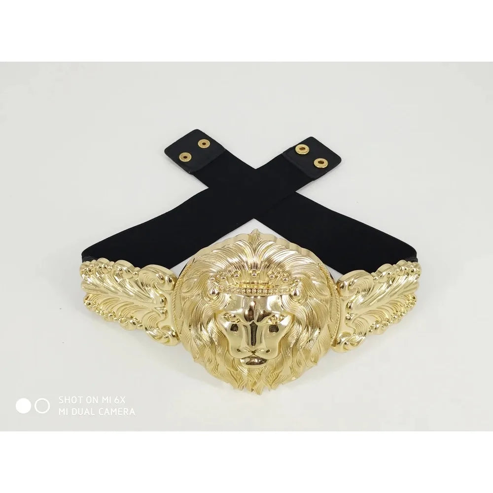 Golden Waist Belts Fashion Women's Metal Wide Waistband Female Luxury Brand Designer Ladies Elastic Belt For Dress 108