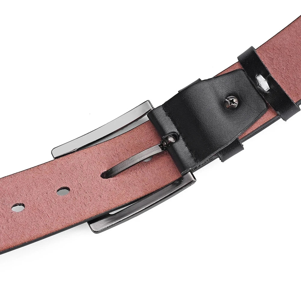 Genuine Leather For Men's High Quality Buckle Jeans Cowskin Casual Belts Business Cowboy Waistband Male Fashion Designer