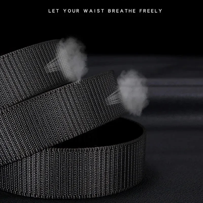 Men's Belt Automatic Metal Buckle Imitation Nylon Webbing Outdoor Work Belt