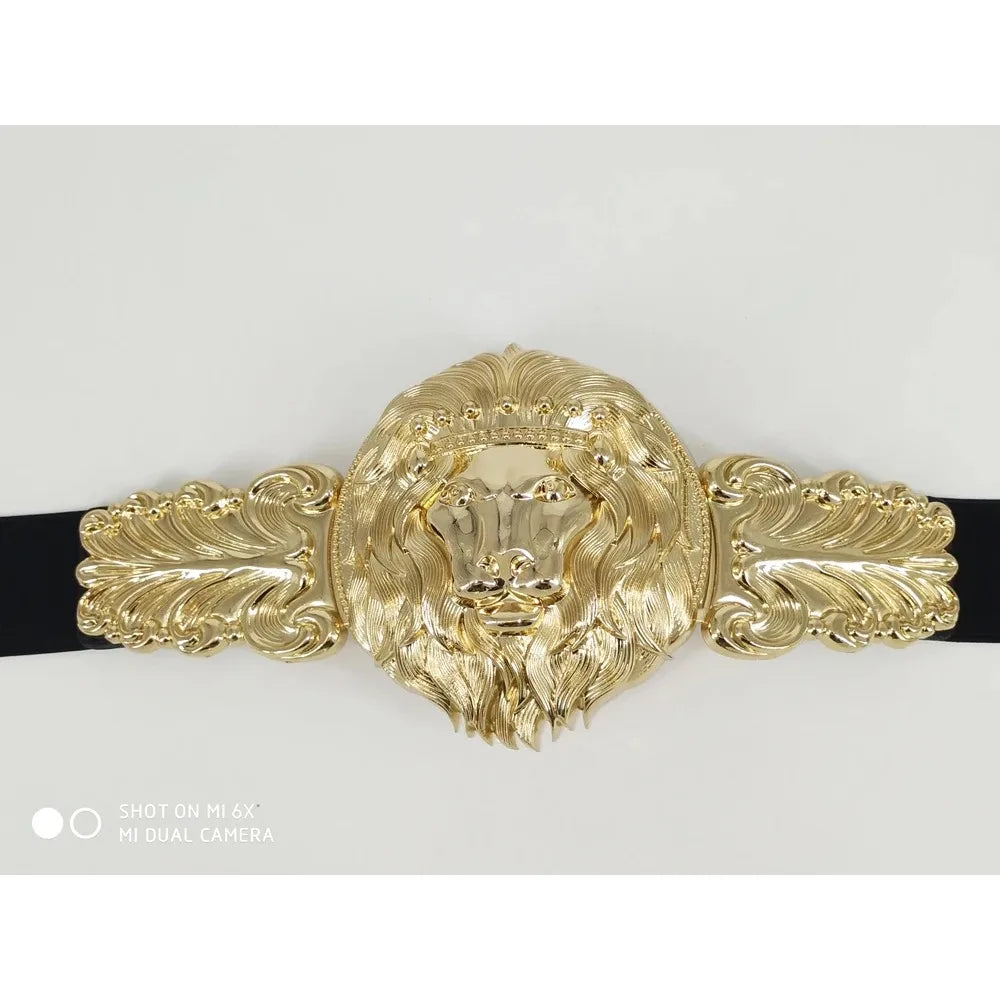 Golden Waist Belts Fashion Women's Metal Wide Waistband Female Luxury Brand Designer Ladies Elastic Belt For Dress 108