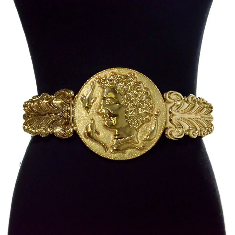 Golden Waist Belts Fashion Women's Metal Wide Waistband Female Luxury Brand Designer Ladies Elastic Belt For Dress 108