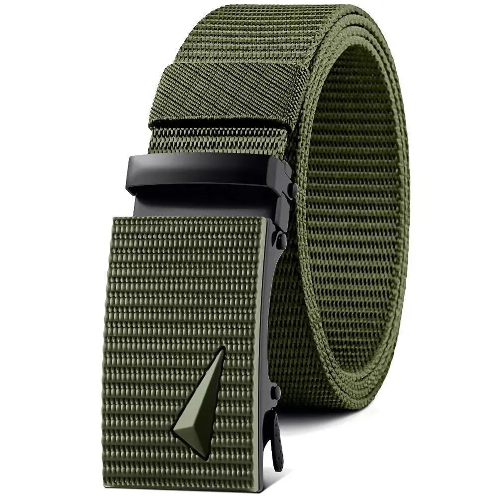 Men's Belt Automatic Metal Buckle Imitation Nylon Webbing Outdoor Work Belt