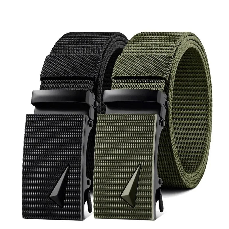Men's Belt Automatic Metal Buckle Imitation Nylon Webbing Outdoor Work Belt