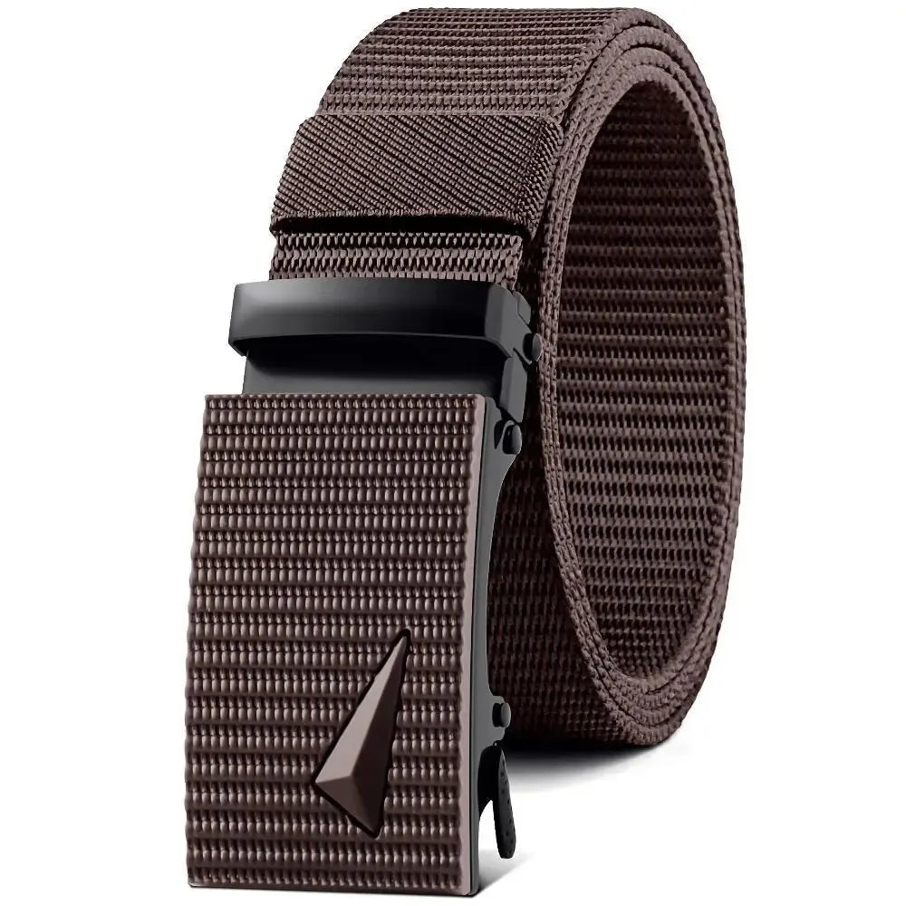 Men's Belt Automatic Metal Buckle Imitation Nylon Webbing Outdoor Work Belt