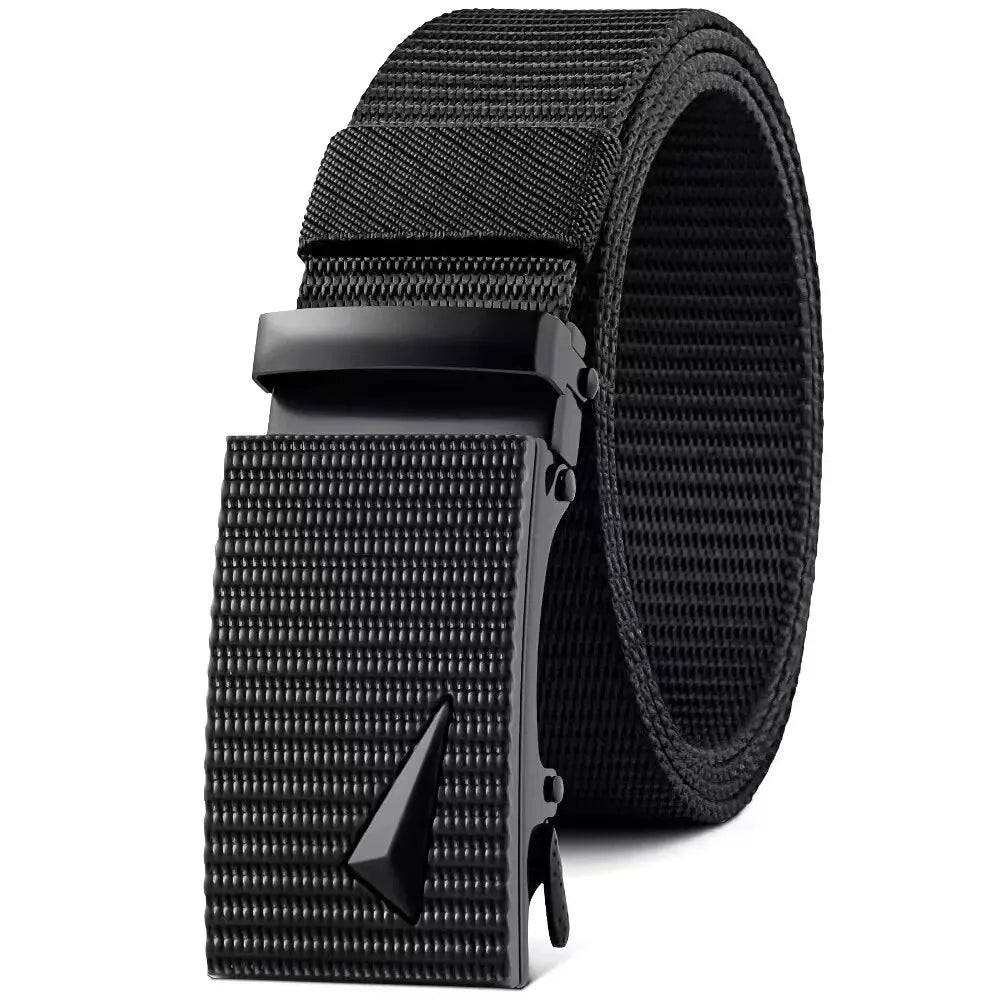 Men's Belt Automatic Metal Buckle Imitation Nylon Webbing Outdoor Work Belt