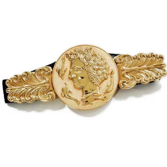 Golden Waist Belts Fashion Women's Metal Wide Waistband Female Luxury Brand Designer Ladies Elastic Belt For Dress 108