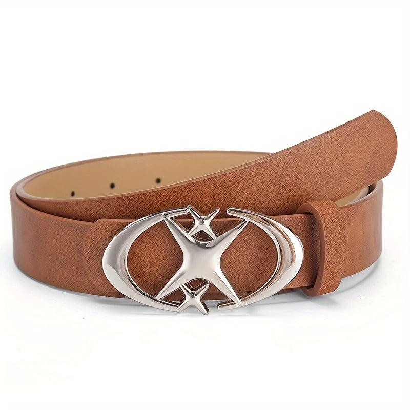 1pcs Men's Belt Punk Star Buckle Belt Design Cross Metal Vintage Gothic Men Women Y2K Belt Neutral Belts-Pair with Pants Jeans